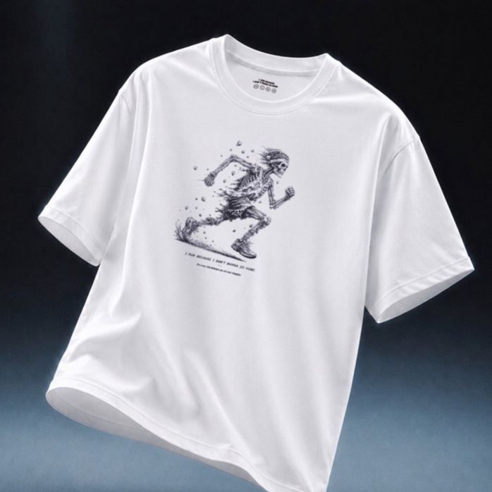 Zeroseam technology tee (oversize , unisex) : White skull