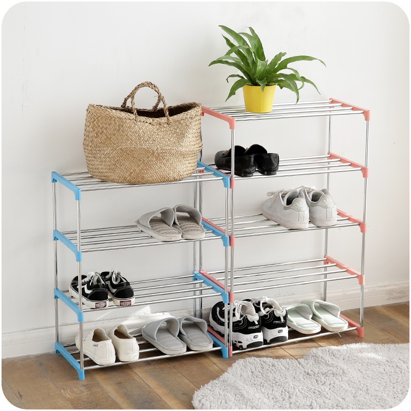 พร้อมส่ง ชั้นวางรองเท้ามินิมอลสแตนเลส Shoe Rack ที่วางรองเท้า 3/4/5ชั้น มีให้เลือก 3 แบบ 4สี