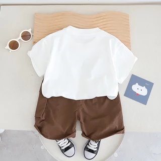เสื้อผ้าเด็ก ชุดเด็กแฟชั่น 2 ชิ้น เสื้อ + กางเกง ชุดไปเที่ยว เนื้อผ้าดี size 8m-5ปี PFS-042