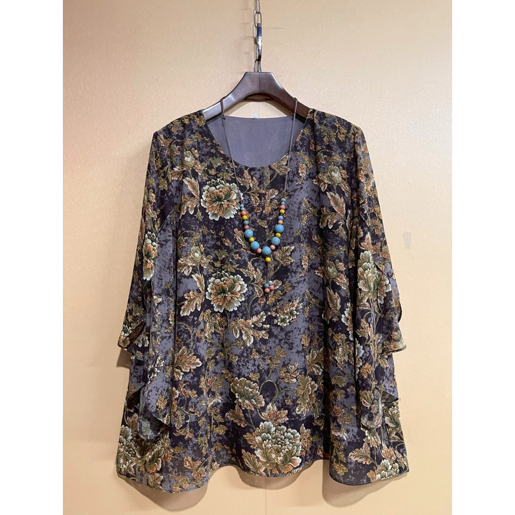 เสื้อชีฟองแขนผ่า(อก 50“-56“)  ใส่ทำงาน ลำลอง สวยสดใส