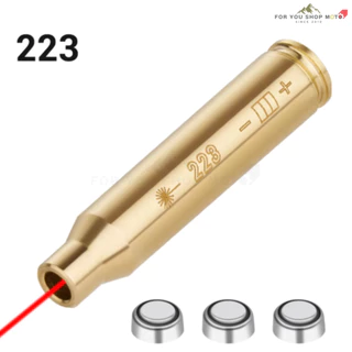 เลเซอร์ตั้งศูนย์ลำกล้อง Boresighter สีแดง .223 / 5.56 / 9mm / .308 / 7.62 / .45 / 30-06 ตัวเรือนทองเหลือง พร้อมถ่าน