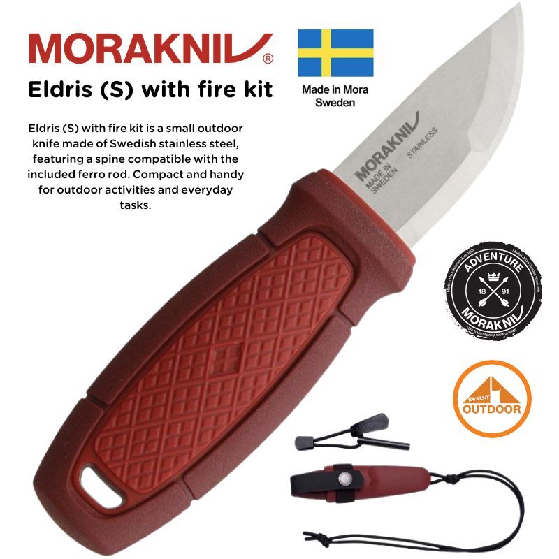 Morakniv Eldris with Fire Kit #RED มีดสั้นอเนกประสงค์ พร้อมสายห้อยคอและแท่งขีดไฟ