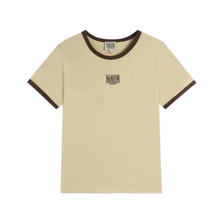 พร้อมส่ง / เสื้อยืด Marithe Francois Girbaud - Logo Ringer Tee [งานปัก] [สี Cream Beige] ส่งสินค้าทุกวัน 💯 ส่งเร็ว
