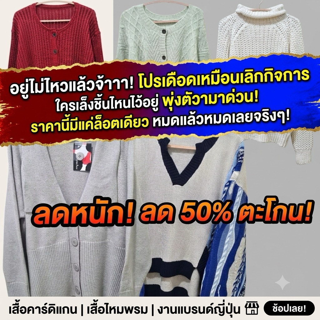 เสื้อคาดิแกน เสื้อไหมพรม เสื้อถัก งานนำเข้าจากญี่ปุ่น