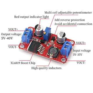 2pcs Xl6019 step-up 5A Current DC to DC 3V-35V to 5V-40V บอร์ดโมดูลพาวเวอร์ซัพพลายสามารถปรับได้ 1ชิ้น