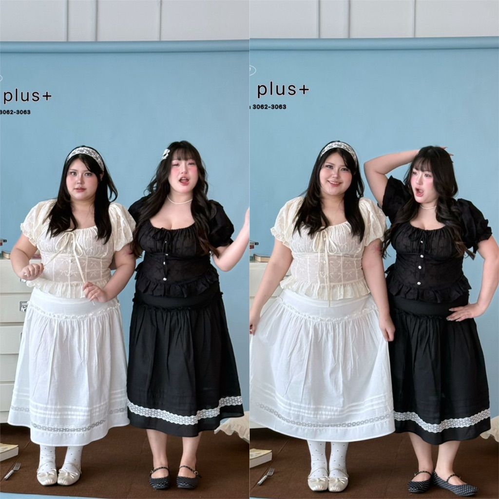 (WR) Garden Skirt กระโปรงยาว ทรงบาน แต่งลูกไม้ ผ้าฝ้ายผ้าลินิน น่ารักมากก เสื้อผ้าสาวอวบอ้วน พลัสไซส์ ไซส์ใหญ่
