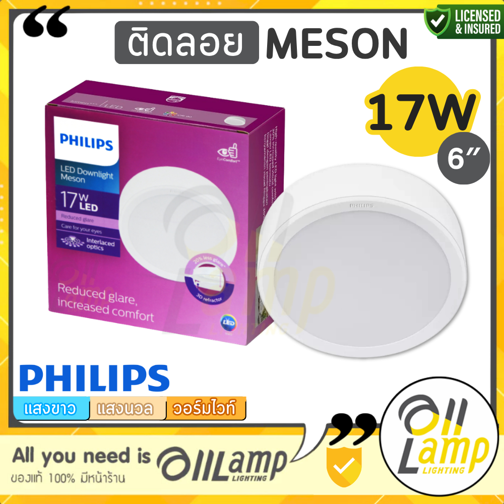 Philips ดาวน์ไลท์ หน้ากลม ติดลอย 17W Meson G3 150 59472 Surface Mounted 6 นิ้ว (6") Downlight LED