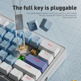 ZIFRIEND AG61 คีย์บอร์ดเกมมิ่งเชิงกล ระบบกาสเก็ต ขนาด 60% แบบเปลี่ยนสวิตช์ได้ (มีสาย) พิมพ์ภาษาไทย