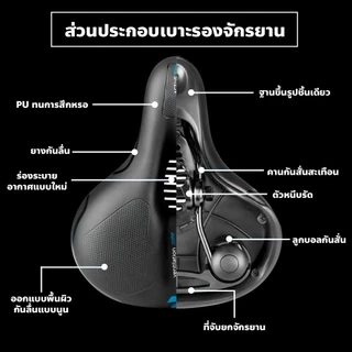 เบาะนั่งจักรยาน ทรงกว้าง นุ่มสบาย อานจักรยานสปอร์ต เบาะหนัง PU พร้อมช่องระบายอากาศ