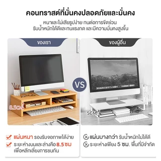 เคลียร์สต็อก ！！ชั้นวางคอม โต๊ะทำงาน ไม้คุณภาพสูง ช่วยลดอาการปวดคอและหลัง ขนาด 50x20x8.5cmสำหรับทำงาน เรียนออนไลน์