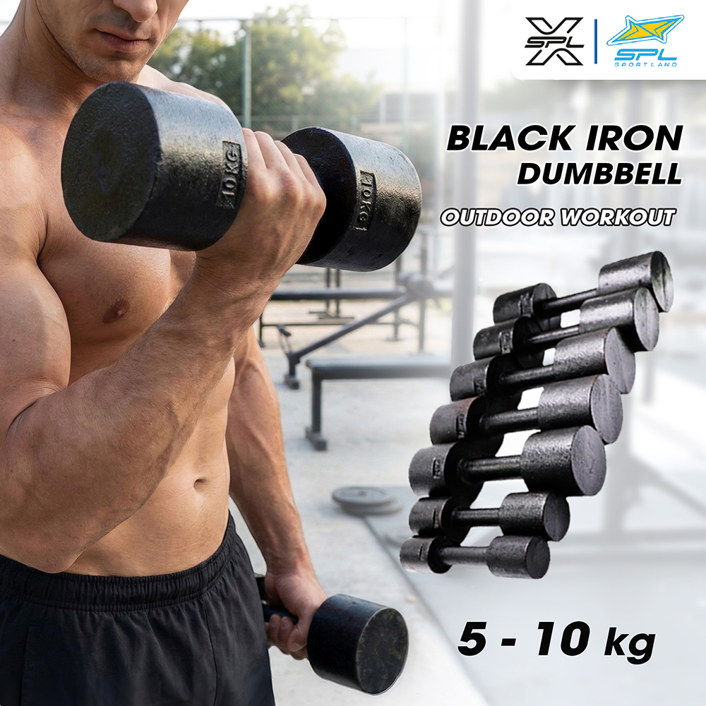 SPORTLAND Collection ดัมเบลดำ SPL Black lron Dumbbell th (5 kg,6kg, 7kg, 8 kg, 9kg, 10kg) BK