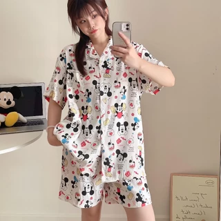 ชุดนอนบิ๊กไซส์ อก 50 นิ้ว ชุดนอนแขนสั้นขาสั้น แฟชั่น ผ้านิ่ม ไม่ยืด ใส่สบายไม่อับชื้น พร้อมส่ง ZE