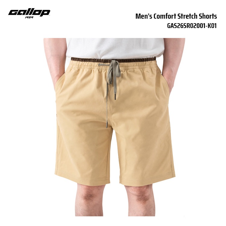 GALLOP Men’s Comfort Stretch Shorts กางเกงชิโน่ขาสั้น (GAS26SR02001-K01)