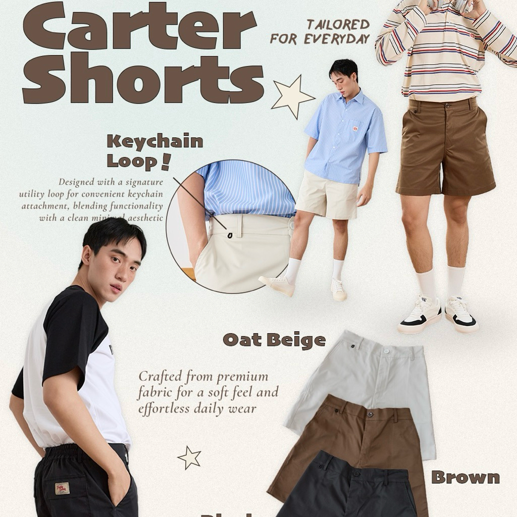 CARTER SHORTS กางเกงขาสั้นเอวหลังสม็อค สไตล์วินเทจ