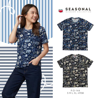 เสื้อแตงโม (SUIKA) - เสื้อยืดคอกลม โปเชียล พิมพ์ลายช้าง ( P.O-144 322 144 034 321 )