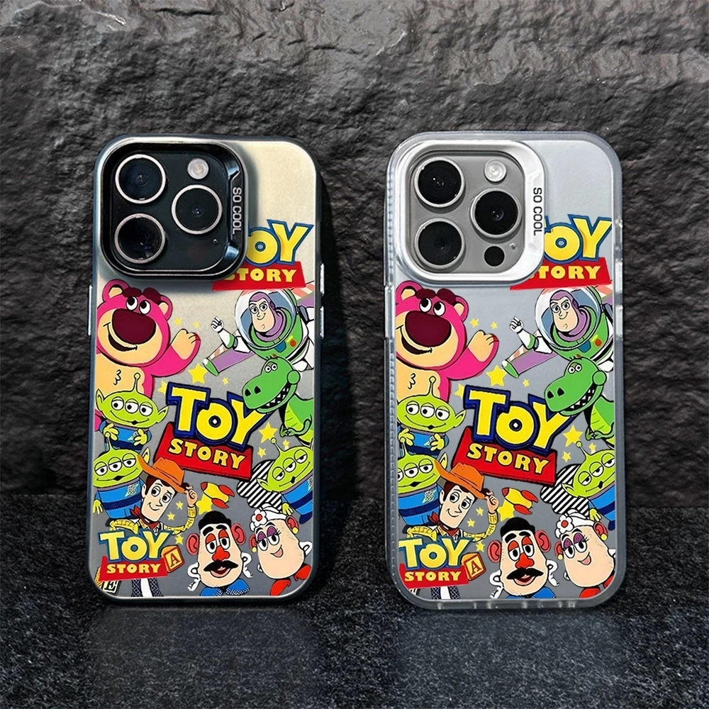 ส่วนบุคคล Toy Story Series เคสโทรศัพท์สําหรับ IPhone 11 12 13 14 15 ProXR XS MAX 7/8 Plusกรอบกระจกอิสระเกราะป้องกัน