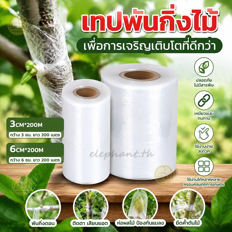 3cmx200m เทปพันกิ่งไม้ อุปกรณ์ทำสวน เทปพันตอนกิ่ง อุปกรณ์การเกษตร เทปพันกิ่งทาบ พลาสติกทาบกิ่ง เทปติดตาต้นไม้ฟิล์มยืด