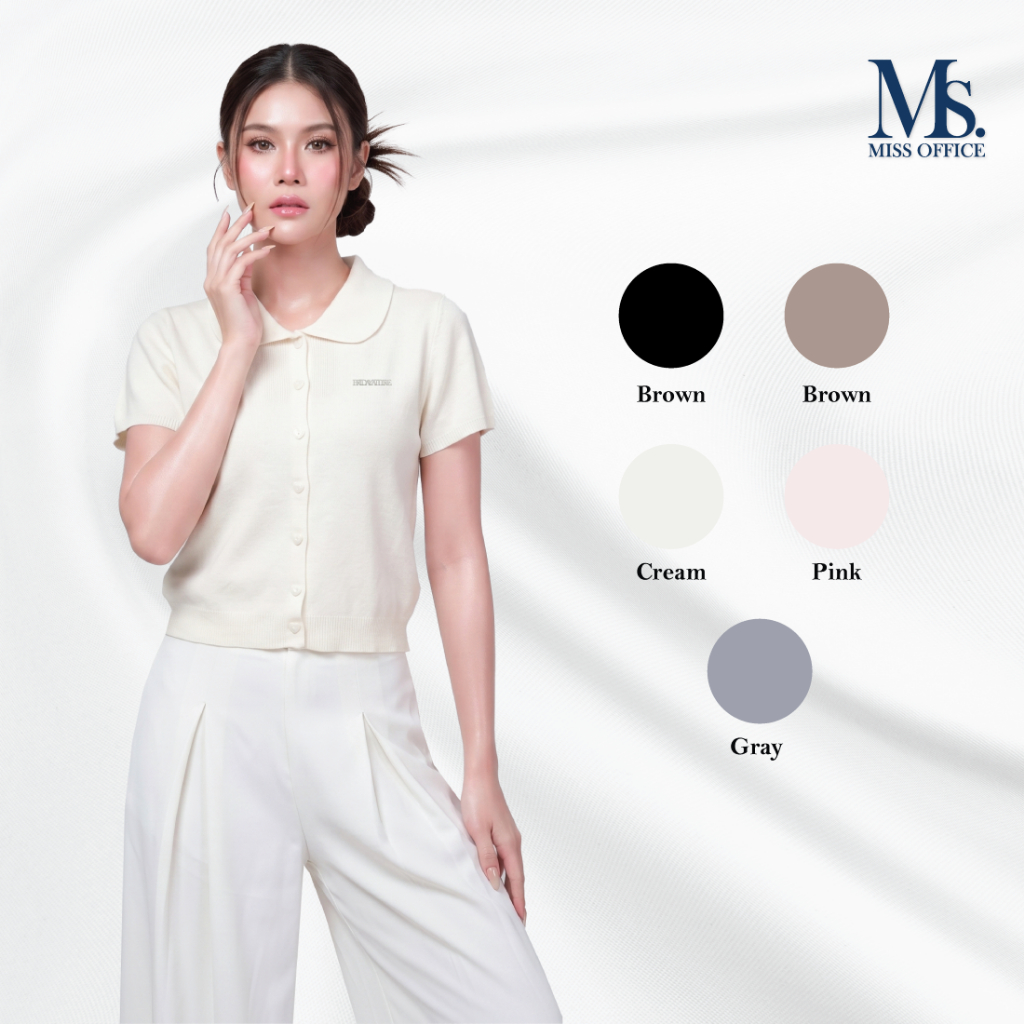 Friday Attire เสื้อไหมพรมคอบัวกระดุมหน้า FT-130