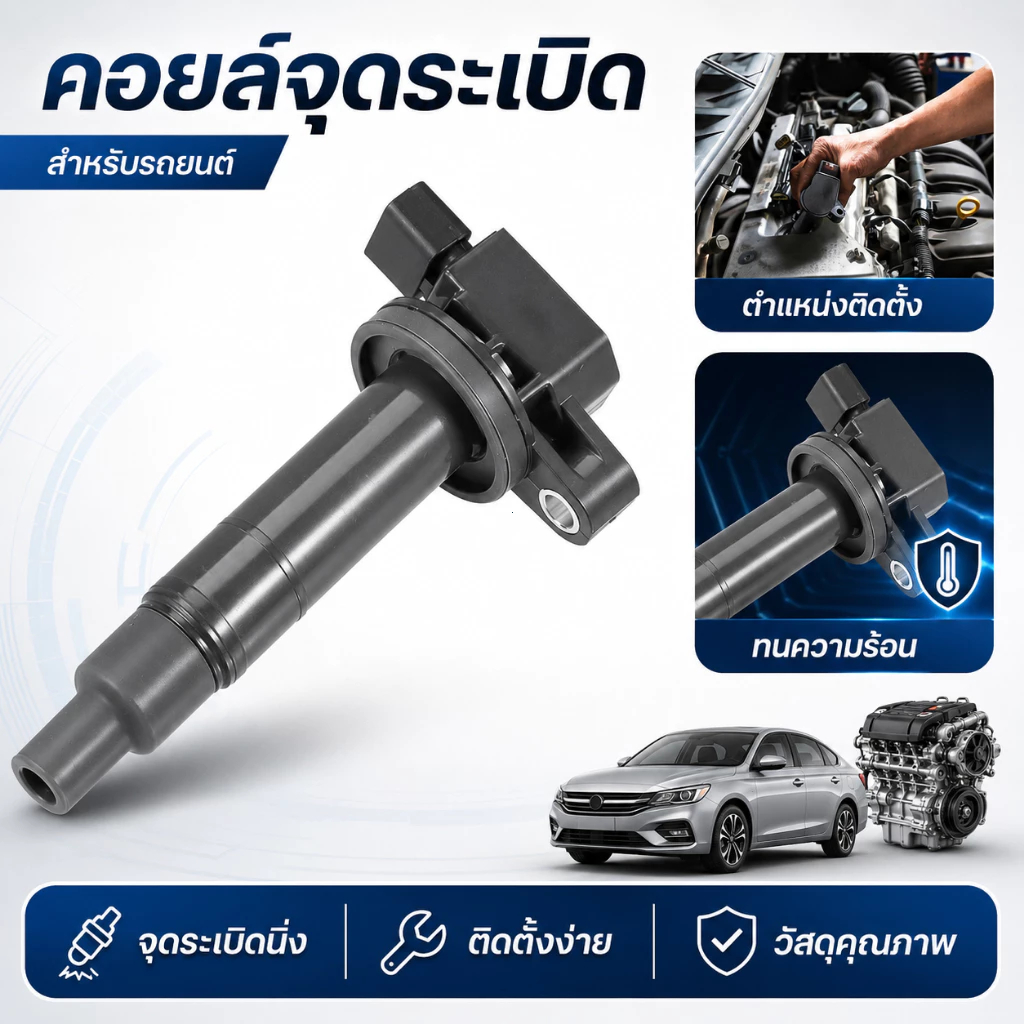 YK 90919-02240 คอยล์จุดระเบิด Vios 03-13 สตาร์ทไม่ติด เครื่องสั่น เปลี่ยนง่าย งานซ่อม พร้อมส่ง มีราคาส่ง