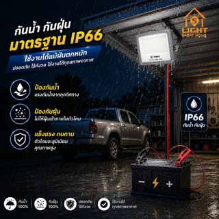 ไฟคีบแบต สปอร์ตไลท์ LED 220W DC12V แสงขาว สว่างมาก IP66 กันน้ำ ฟลัดไลท์ ไฟส่องสว่างกลางแจ้ง สายยาว 3 เมตร TSM-DC220