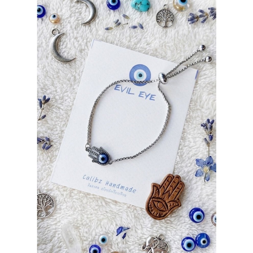 ข้อมือสแตนเลส 🧿 Evil eye มือแห่งการปกป้อง  : ข้อมือ-สแตนเลส  จี้/ลูกปัด - โลหะผสม / ABS
