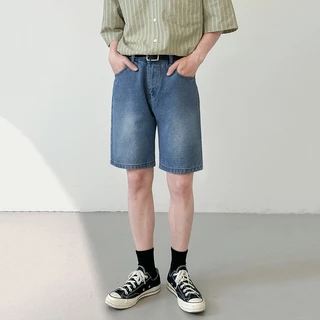 Baggy S-5XL กางเกงขาสั้นยีนส์ทรงตรงผู้ชาย ดีไซน์เกาหลี มีให้เลือก 7 สี