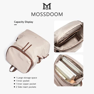 MOSSDOOM Auvia Bag กระเป๋าเป้สะพายหลัง วัสดุผ้าไนลอน เบา ใส่โน๊ตบุ๊คได้ จุของได้เยอะ มีช่องด้านข้างกระเป๋า