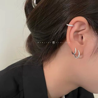 🤍✨ ต่างหูห่วงเพชรล้วน เรียบๆ; 6มม./ 8 มม./10 มม.