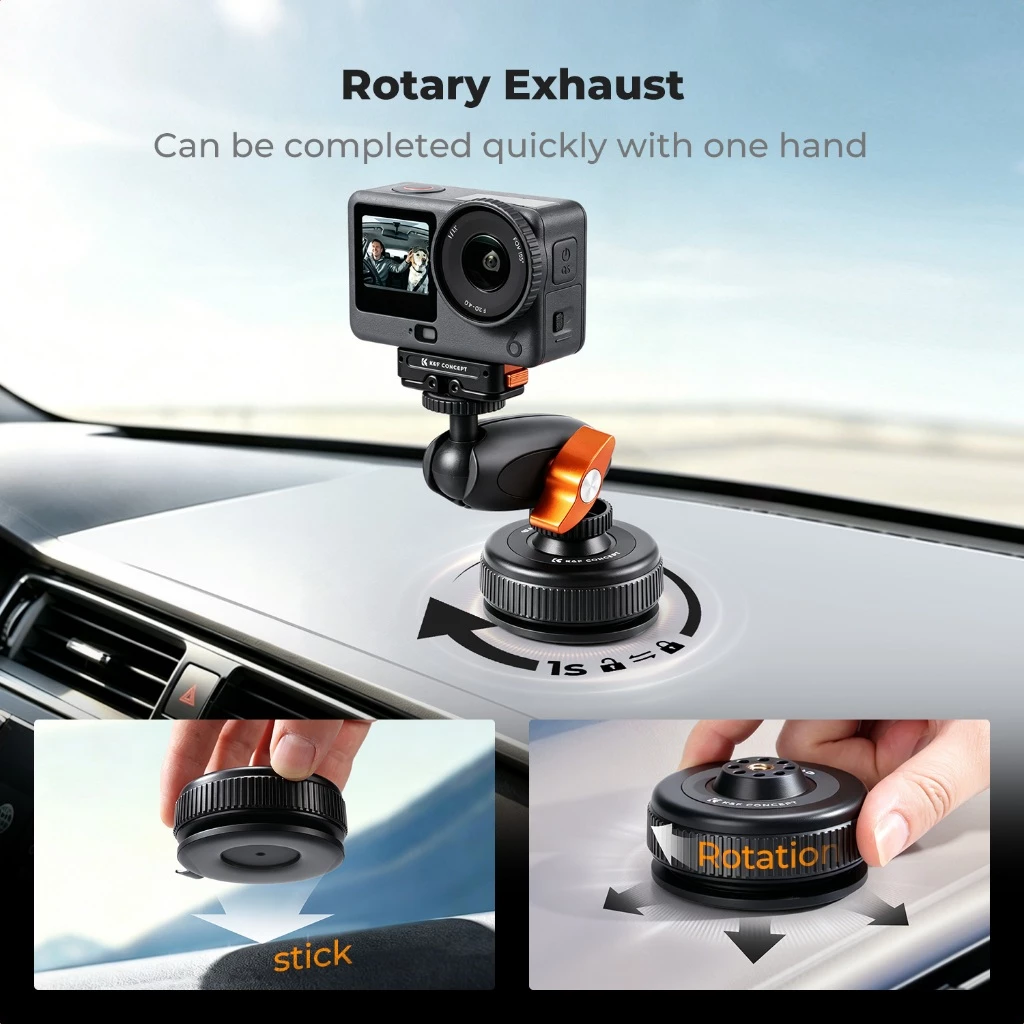 K&F CONCEPT Suction Cup Mount ที่ตั้งกล้องแบบตัวดูด สําหรับ Gopro /DJI OSMO Action /Insta360 thumbnail 5