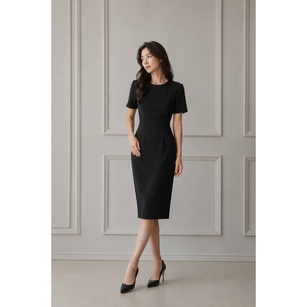 Weeya Signature Dress_DS002 เดรสทำงาน เดรสแขนสั้นกระโปรงทรงดินสอ