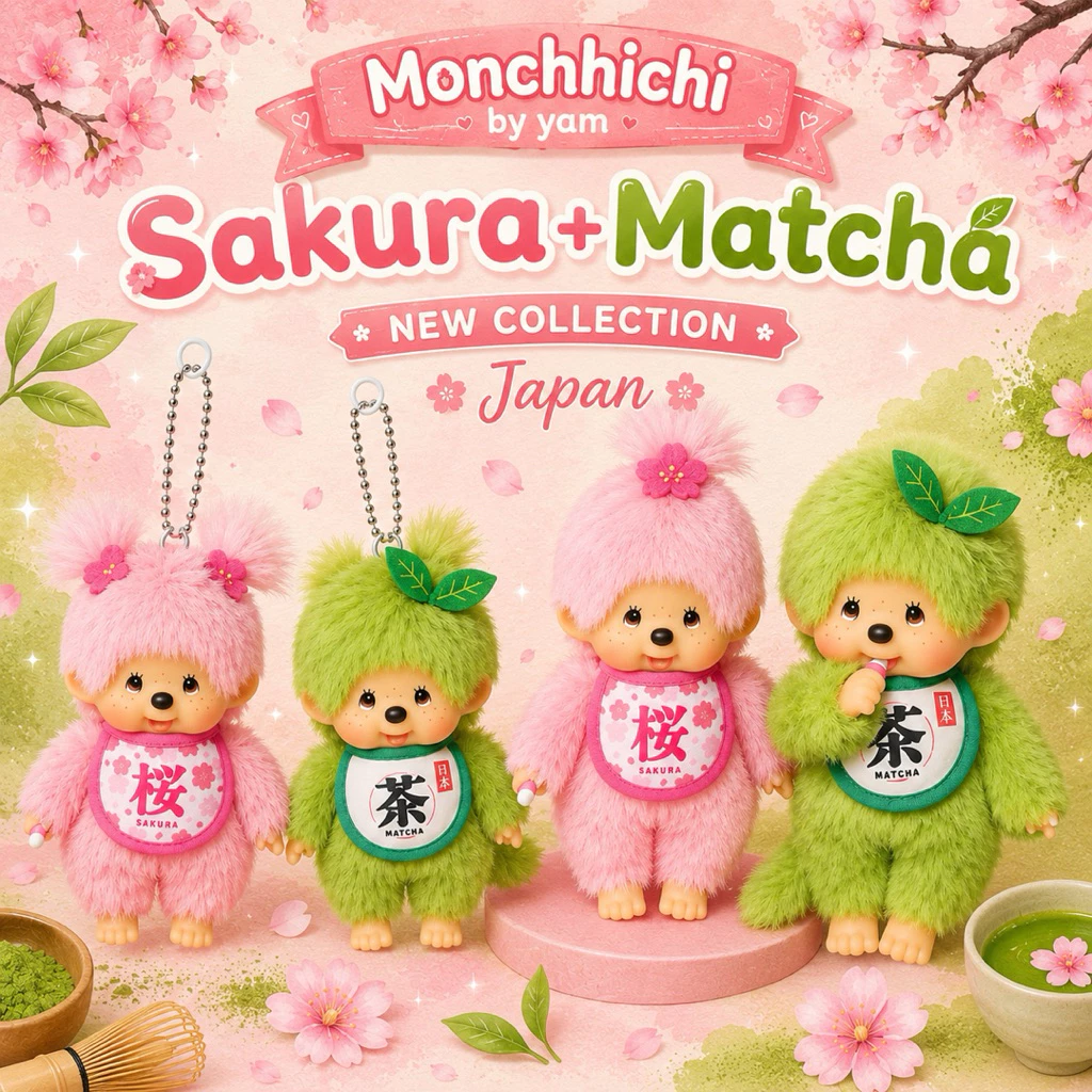 (พร้อมส่ง กทม.แมสได้) Monchhichi ซากุระ+ชาเขียว สินค้าออกใหม่ล่าสุดที่ญี่ปุ่น🍵🌸