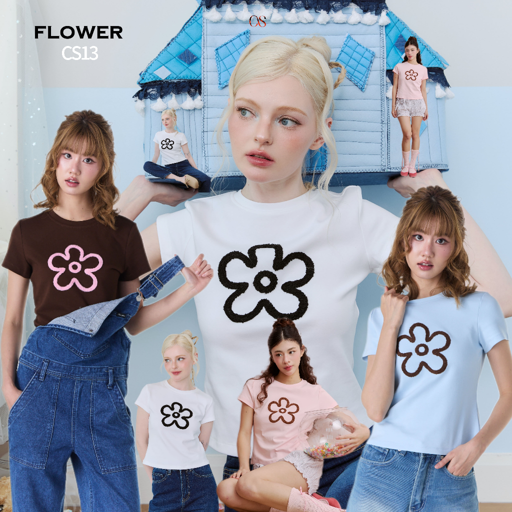 CelebrityStyle-CS19 Baby Flower Baby Tee
