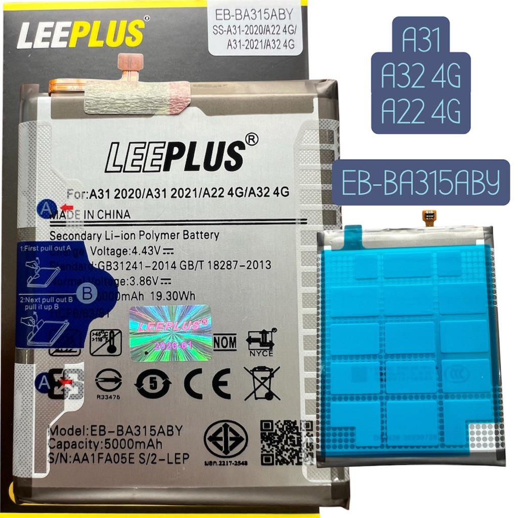 LEEPLUS แบตเตอรี่ EB-BA315ABY สำหรับ A31/A32 4G/A22 4G ความจุ 5000mAh แรงดัน 4.43V รุ่น AA1FA05E S/2