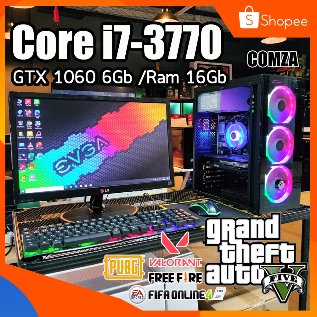 คอมพิวเตอร์ ครบชุด Core-i7 /GTX 1060 6Gb /Ram 16Gb ทำงาน-เล่นเกมส์ Pubg,Freefire,Varolant,GTA V