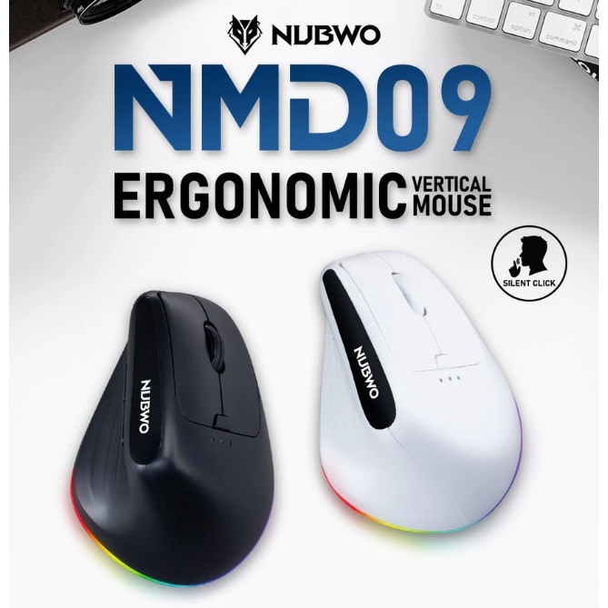 NUBWO NMD09 Ergonomic Mouse เมาส์ไร้สาย(ชาร์จ) Wireless/Bluetooth 800mAh | ประกัน 1ปี