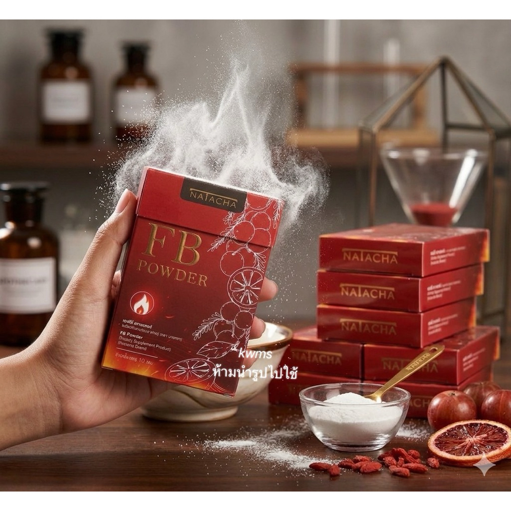 FB Powder กรอกปาก ลงลิฟต์ แบรนด์ NATACHA รสโยเกิร์ต( 1กล่อง10ซอง) อร่อย ทานง่าย