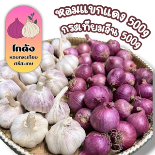 เซ็ตมินิ หอมแขก 500 กรัม + กระเทียมจีน 500 กรัม ราคาประหยัด คละไซส์ คัดสวย