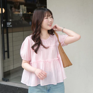 (พร้อมส่งครบสี)Bonnie top🐻Chakiya.store❣️เสื้อคอกลม ช่วงตัวแต่งชั้นระบาย