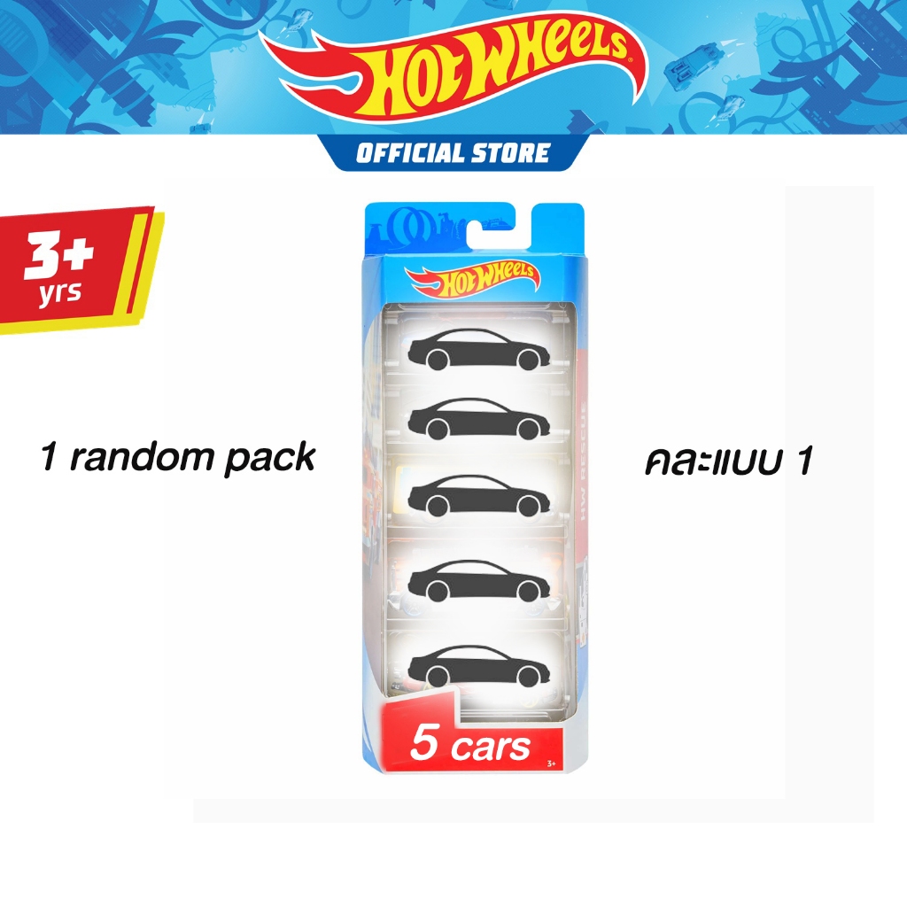Hot Wheels basic 5-Car Pack Assortment , Formula1 รถฮ็อทวีล แพ็ค5คัน คละแบบ โมเดลรถ  รถของเล่น 1806 , JLN11