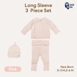 Snow Owl ชุดเด็กแรกเกิด เซ็ท 3 ชิ้น หมวก+เสื้อ+กางเกง แถบผ้าดูด Magnetbric (Bamboo Long Sleeve 3 Piece Set)