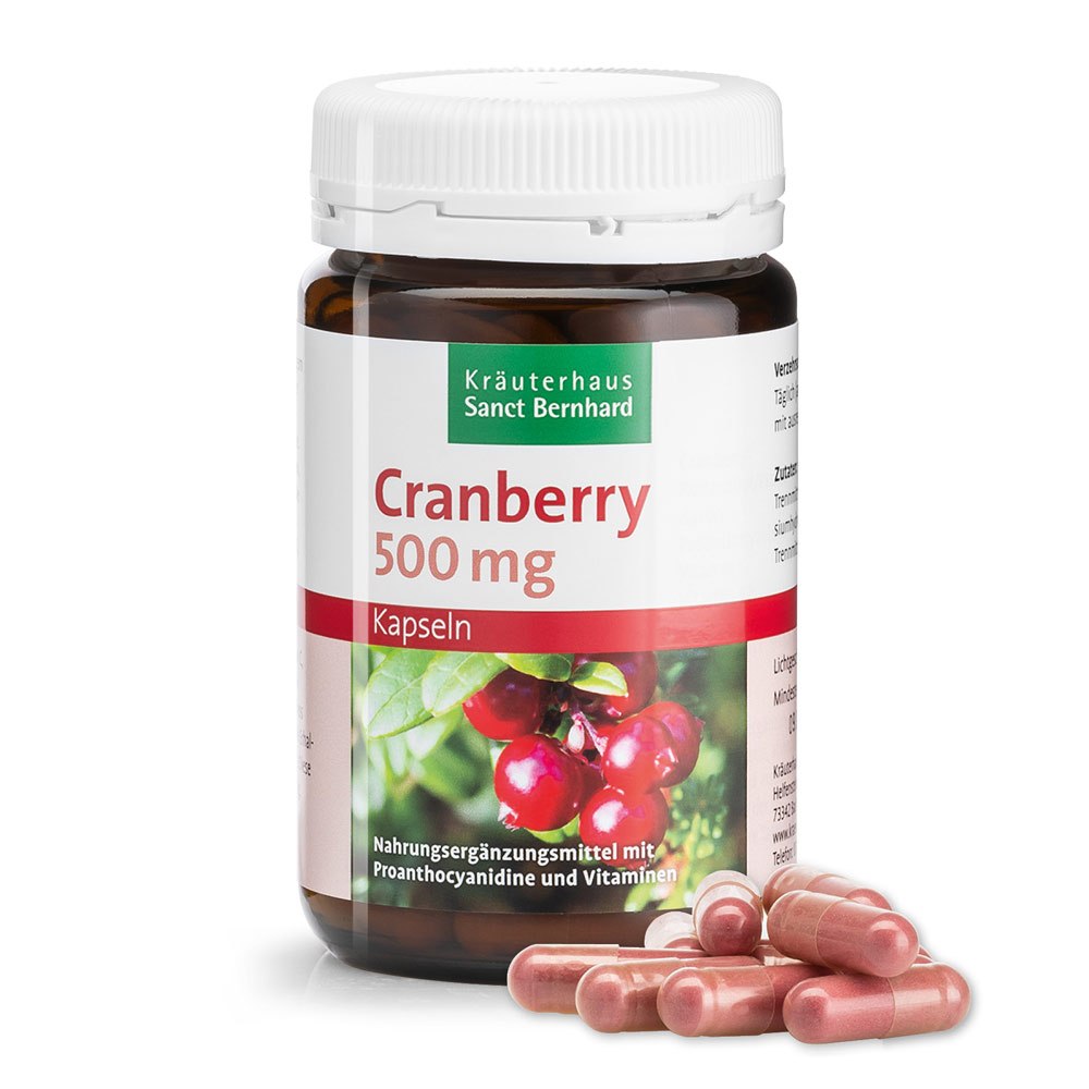 Sanct Bernhard Cranberry Kapseln ผลิตภัณฑ์เสริมอาหาร Cranberry + Vitamin C + Vitamin B2 นำเข้าจากเยอ