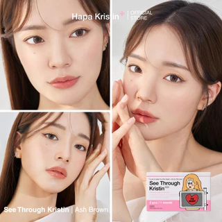 HapaKristin คอนแทคเลนส์ รายเดือน รุ่น See Through Kristin สี Ash Brown (2pcs/box) มีค่าสายตา Contact Lens
