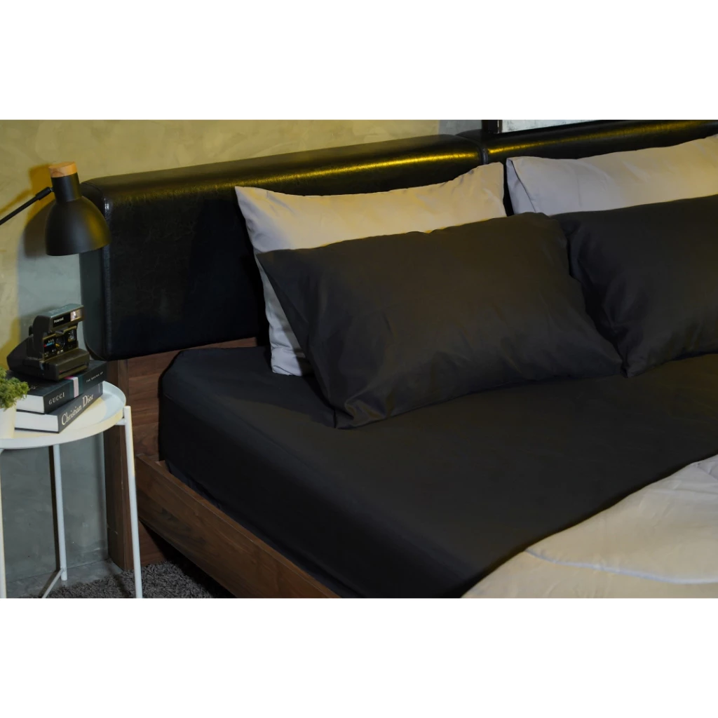 CIARA Bedding ชุดผ้าปูที่นอนและผ้านวมทูโทน สีดำ/เทา ผ้าไมโครเทค 400 เส้นด้าย thumbnail 5