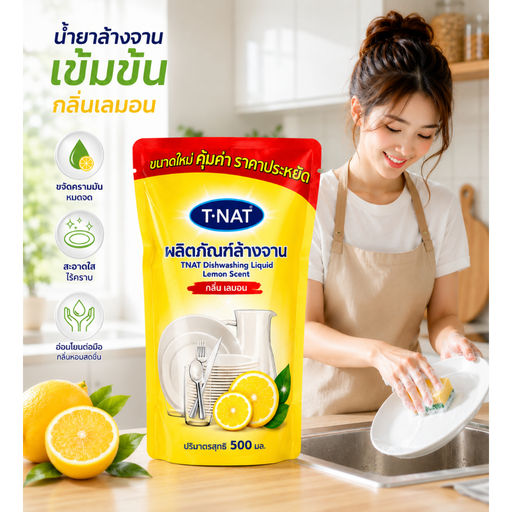 ซื้อ5 แถม5 แพ็ค10ถุง น้ำยาล้างจาน T-NAT รูปที่ 2