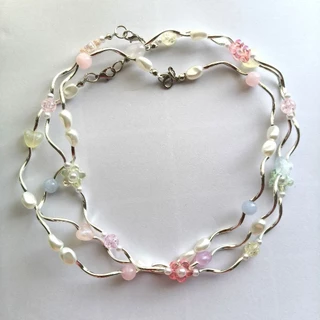 🎀สร้อยคอลูกปัดพาสเทล ไข่มุก สไตล์เกาหลี Minimal Y2K Handmade Necklace ✨