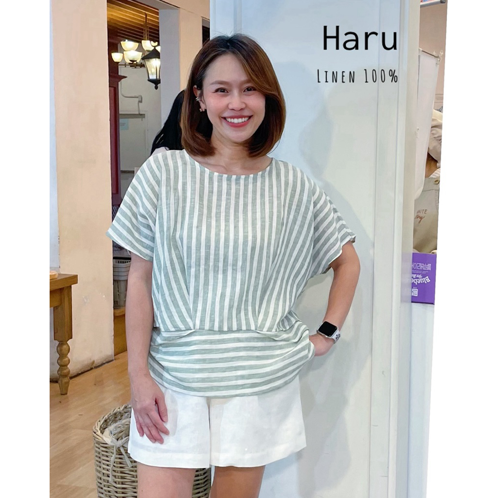 เสื้อลินินแท้ 100% รุ่น Haru ออกแบบตัดเย็บในไทย