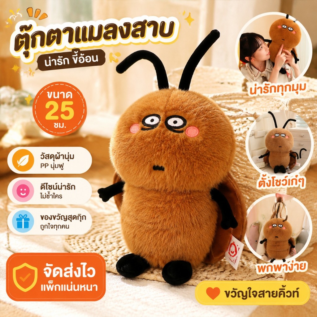 ตุ๊กตาแมลงสาบ แฟนซิน ของเล่นตุ๊กตาน่ารักตุ๊กตาขายร้อนสร้างสรรค์แมลงสาบจี้ของขวัญ