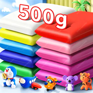 ดินเหนียวน้ําหนักเบา (100/500 กรัม) สําหรับเด็ก สีสันสดใส แบบไม่มีกาว หรืออบ เกรดพรีเมี่ยม คละสีง่าย ปลอดสารพิษ