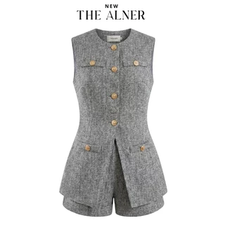 Thealner - Selena suit AN422 (เซตเสื้อแขนกุดแต่งกระดุมทองกางเกงขาสั้น)