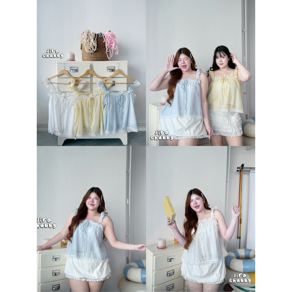 เสื้อสายเดี่ยวผ้าโรซี่กริ๊ตเตอร์งานแต่งลูกไม้ทั้งตัวอก48-50นิ้ว